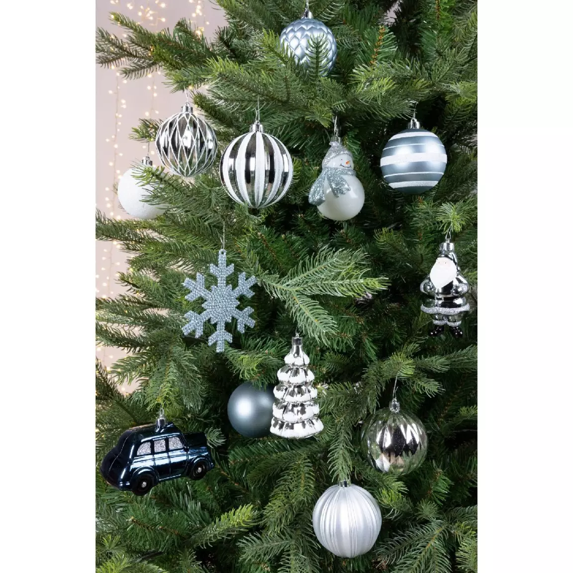 Kit de décoration de sapin de Noël Tradition Bleu clair/Blanc/ Bleu nuit