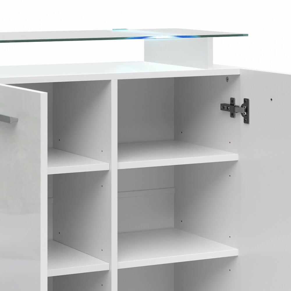 Vicco Kommode Asti 2 Türen Highboard LED Beleuchtung Glasablage Anrichte Schrank