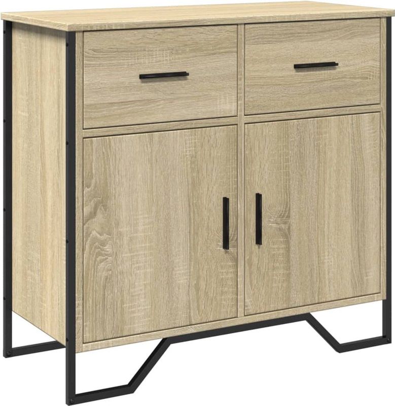 vidaXL - Dressoir - Sonoma Eikenkleurig - Bewerkte Hout - Metalen Poten