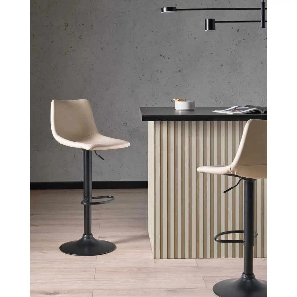 LEBRIJA - Barkruk set van 2 - Lichtbeige - Kunstleer