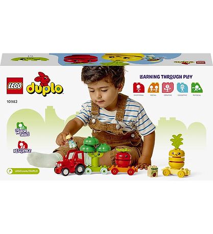 LEGO? DUPLO - Traktor Med Frugt Og  Grøntsager 10982 - 19 Dele