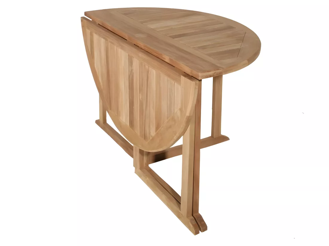 HARRIS - Table de jardin ronde 4/5 personnes - à rabats papillon en bois Teck