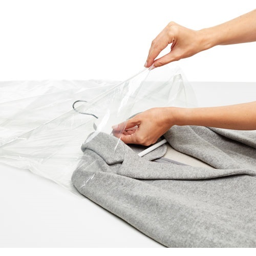 Housse vêtements - anti-mites - taille S et L - transparente - lot de 6 ass