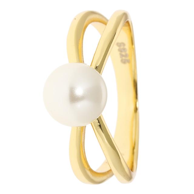 Croisé-Ring, Muschelkernperle, Ø 8 mm, Silber 925