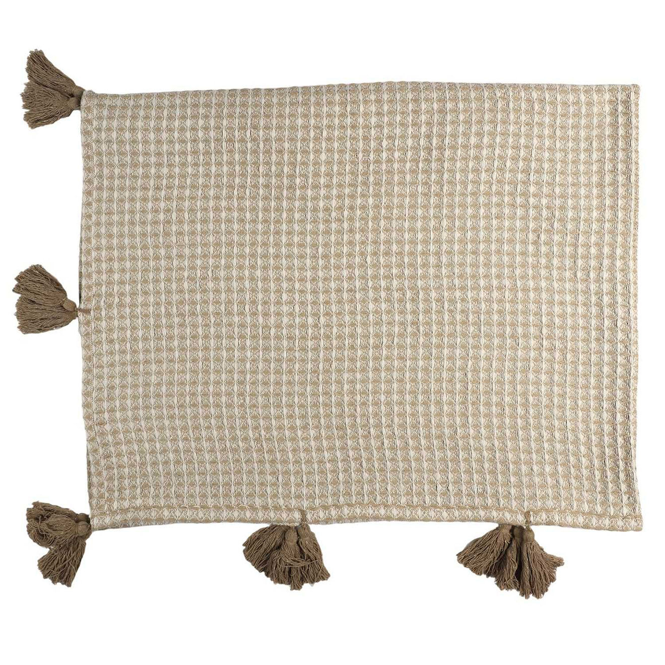 Home Deco Factory Plaid nid d'abeille beige/gris - 125x150 cm