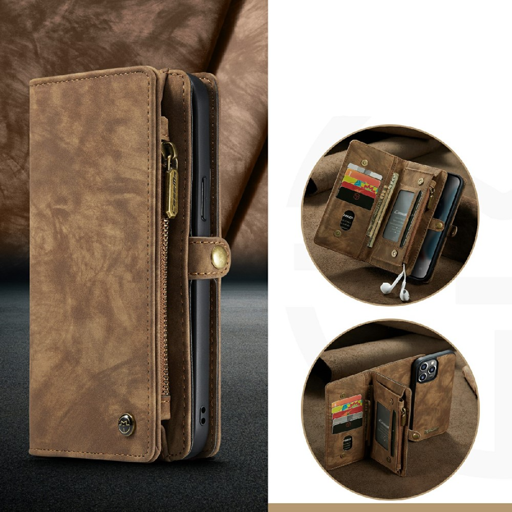 iPhone 13 Pro 2in1 Leder Tasche   Magnet Hardcase Karten Etui - Braun