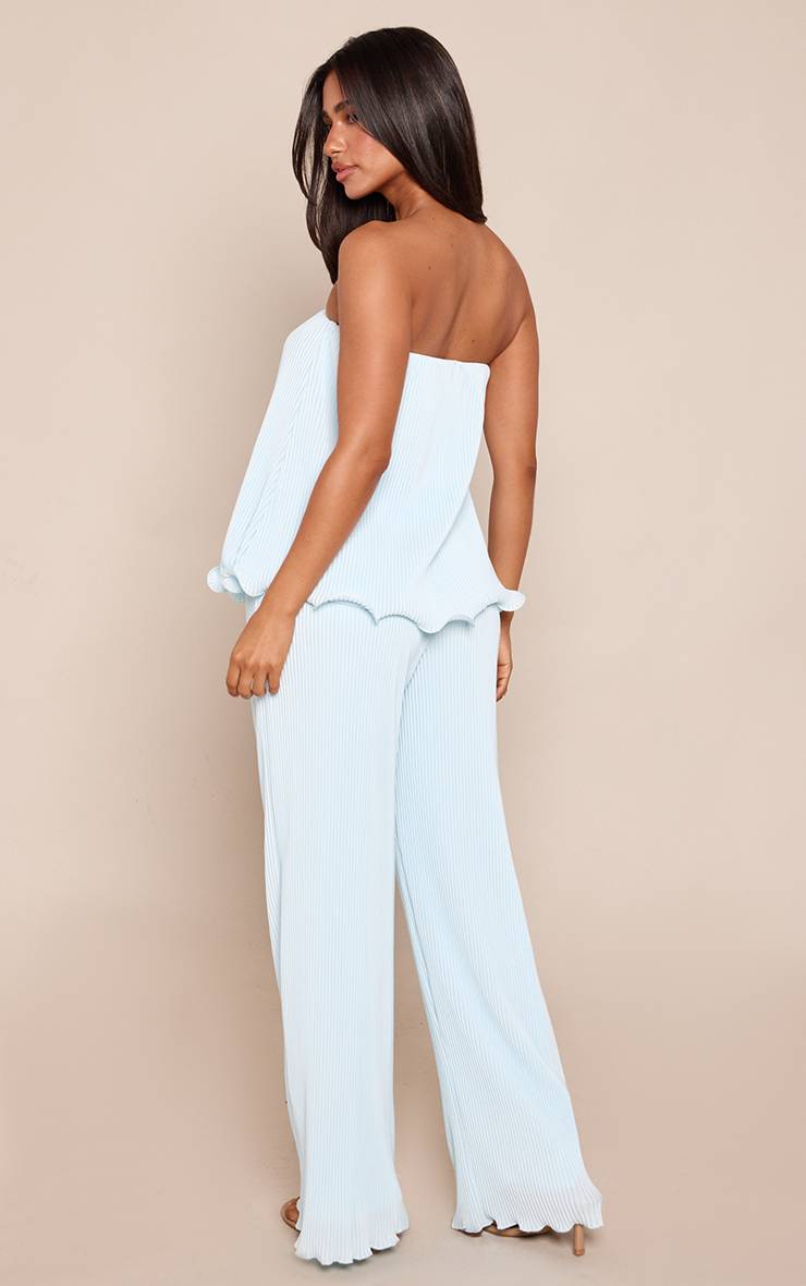 Bleu Layette Ensemble Coordonné Pantalon Large Plissé À Volants Petite Taille