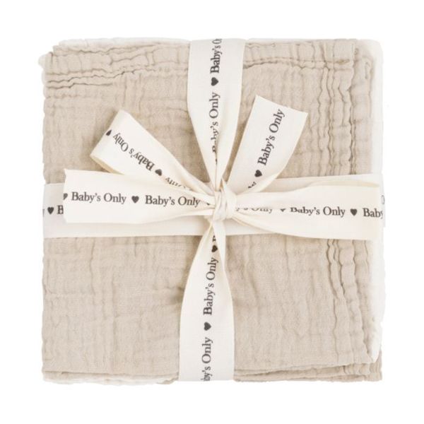 Baby's Only Tender Monddoekje - 3-Pack - 30x30 cm - Beige / Linen