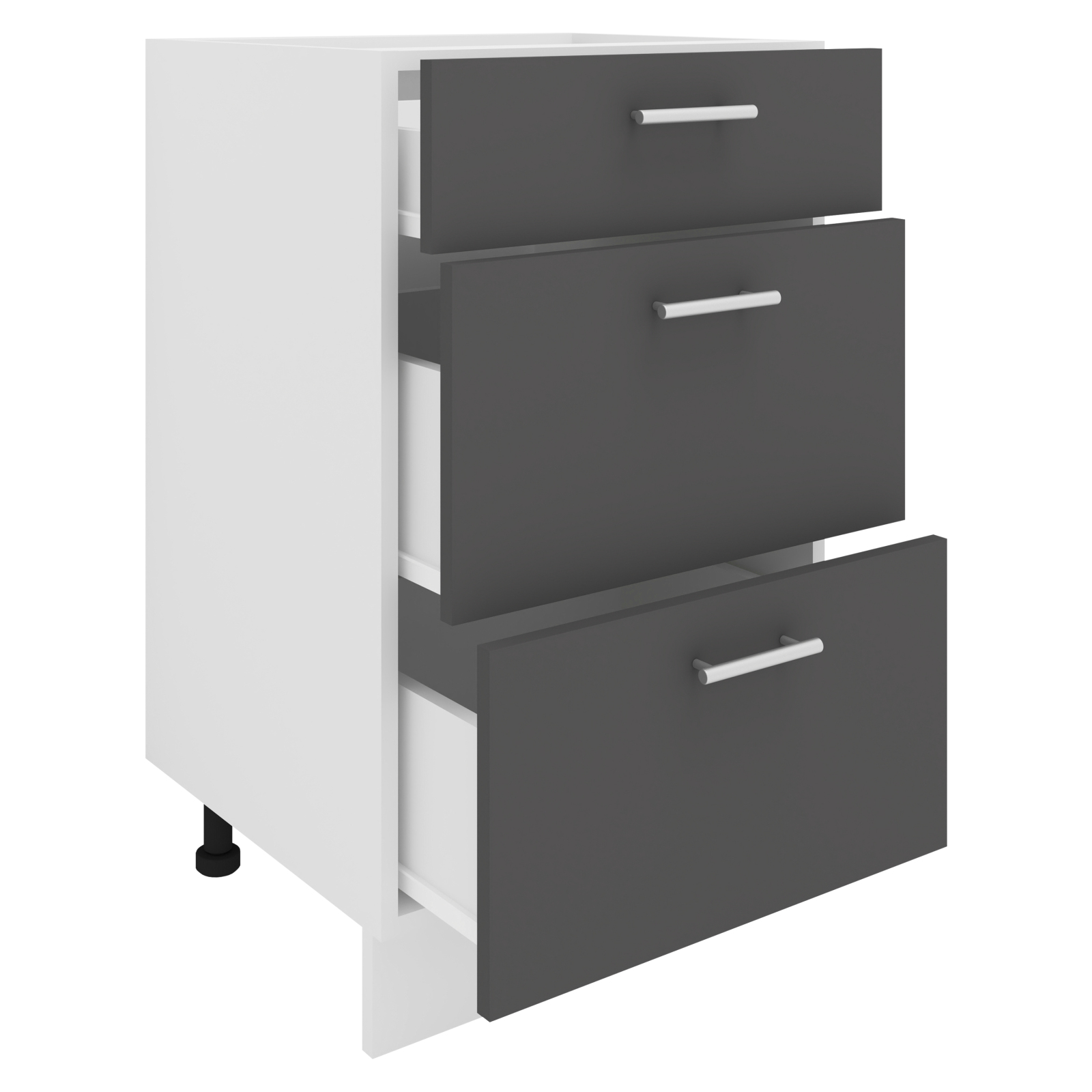 Unterschrank ESILO - weiß - anthrazit - 3 Schubkästen - 50 cm