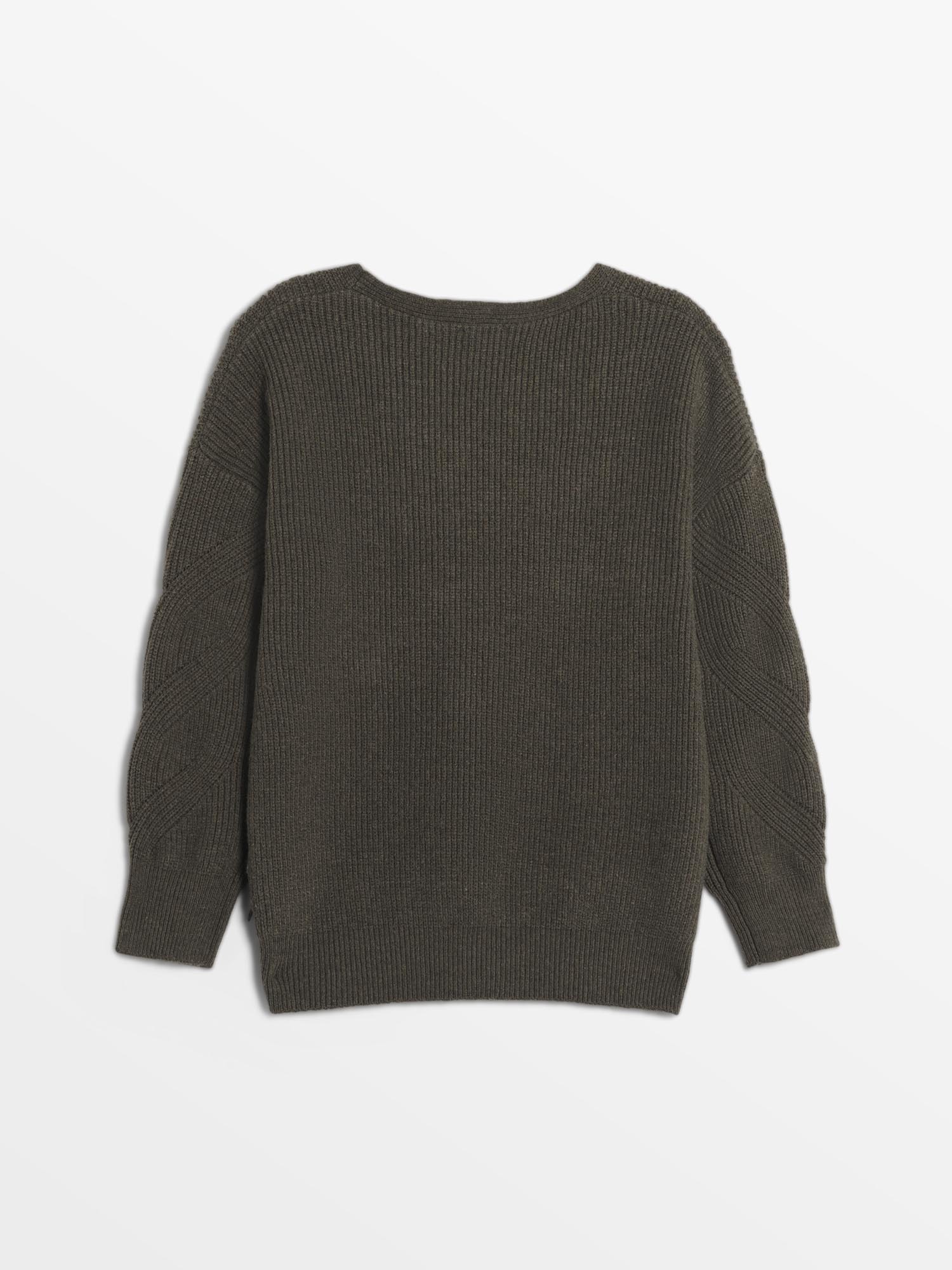 Pull Femme Manches Torsadées Kaki