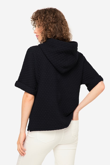Sweat-Pullunder, Waffel-Jacquard, Kapuze, Kängurutasche, OEKO-TEX