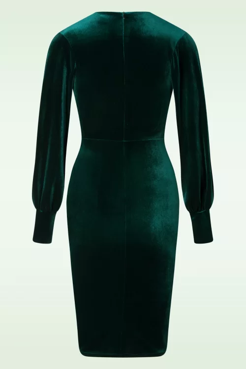 Vintage Chic for Topvintage Elena fluwelen pencil jurk in groen