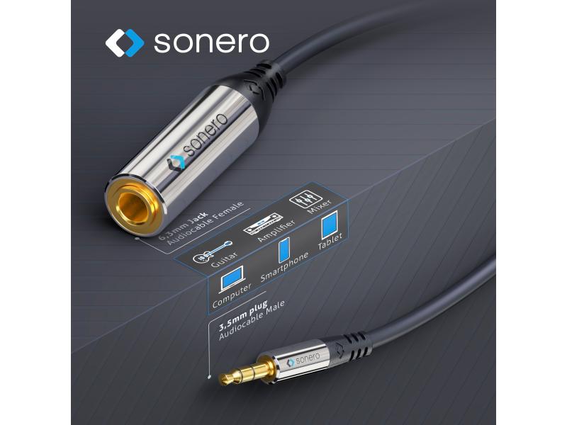 sonero Audio-Kabel 3.5 mm Klinke - 6.3 mm Klinke 0.25 m sonero 3,5mm auf 6,3mm Audio Adapter Kabel 0,25m