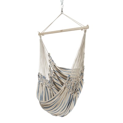 Hängesessel Baumwolle, Beige-Blau