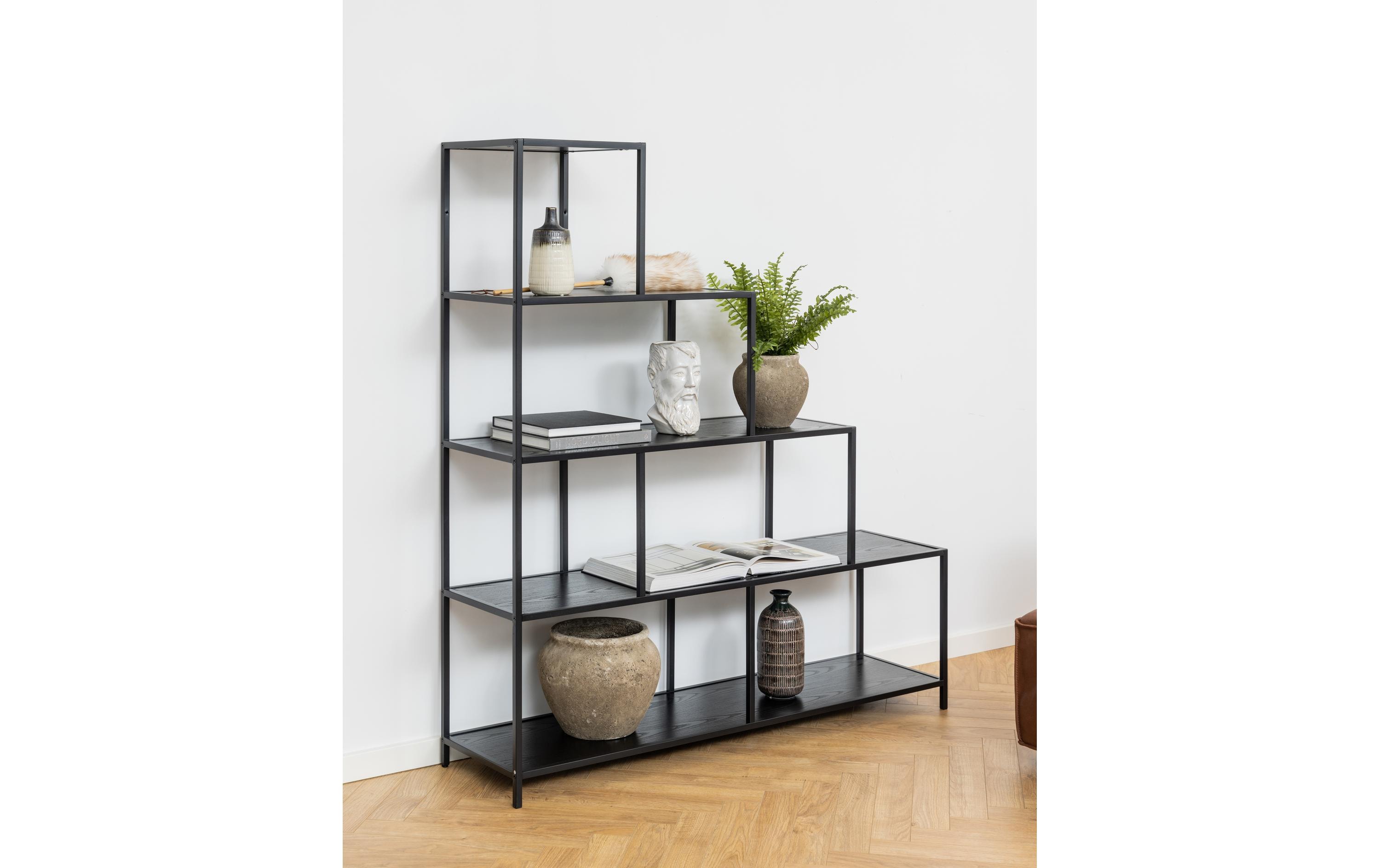 Regal Seaford 135 x 35 x 150 cm, Schwarz<br>Bücherregal