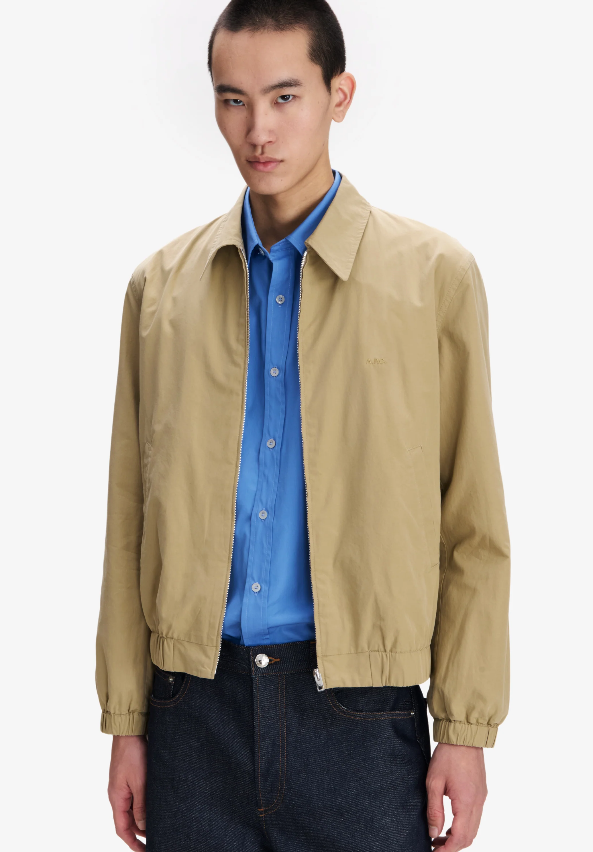 Blouson léger en coton beige - Beige fonce