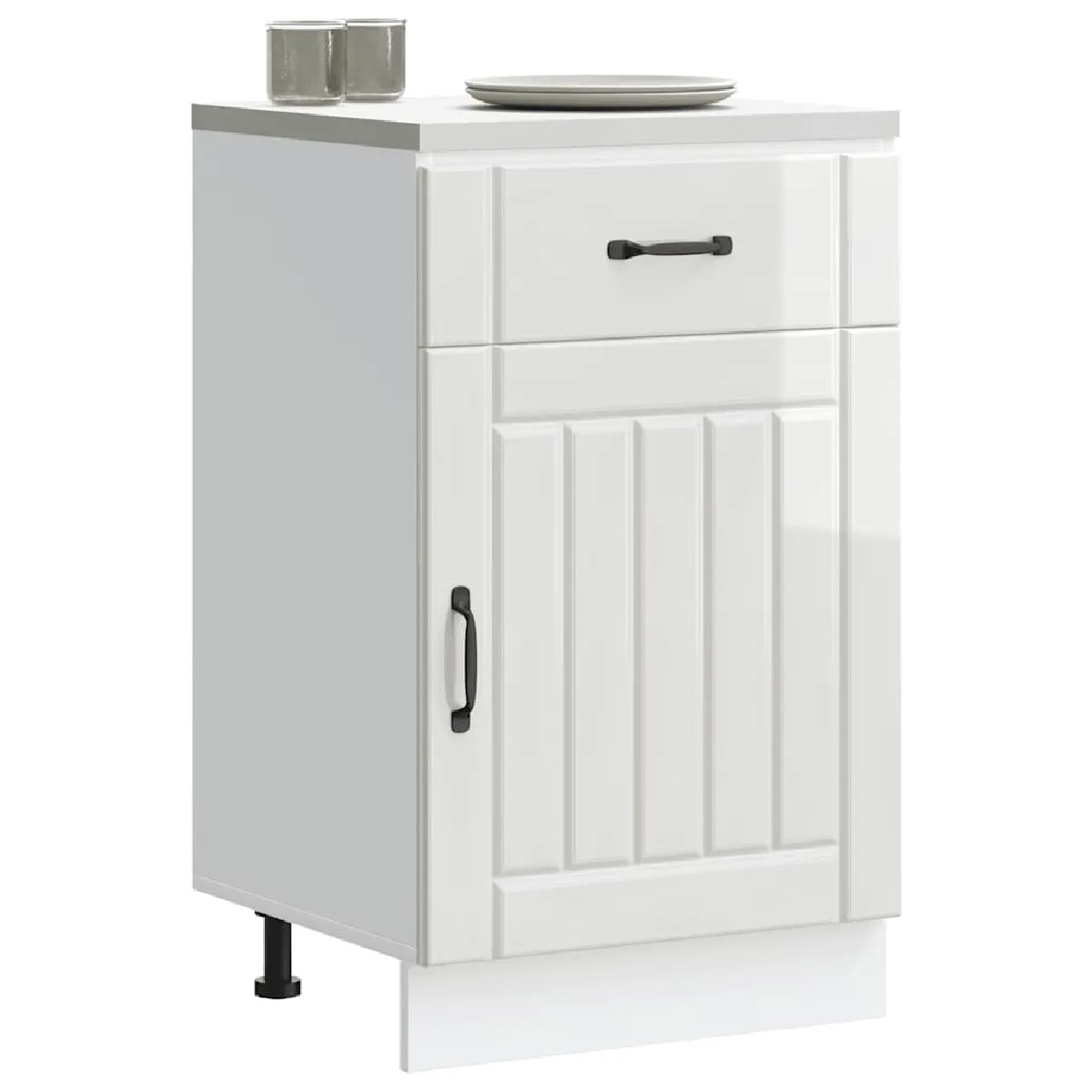 vidaXL Armoire de cuisine Lucca blanc brillant bois