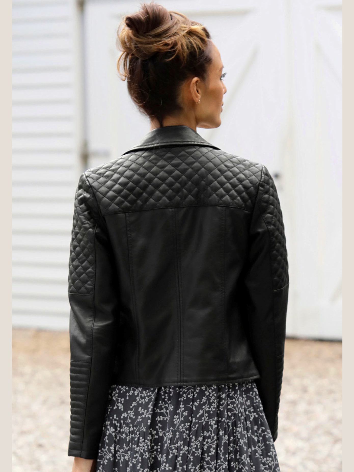 Veste en imitation cuir veste de motard courte en matière synthétique