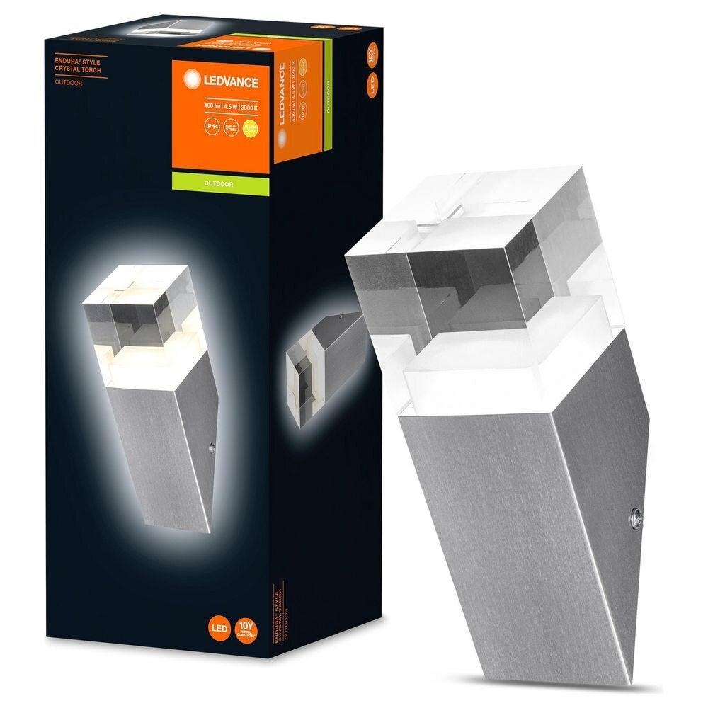 Endura LED wandlamp in zilver, 4,5W, 400lm, IP44, schuin