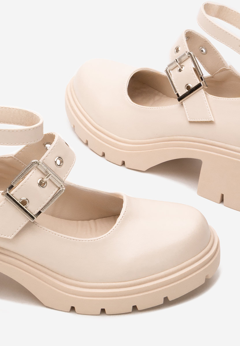 Chaussures à talon épais lilas Khah bej