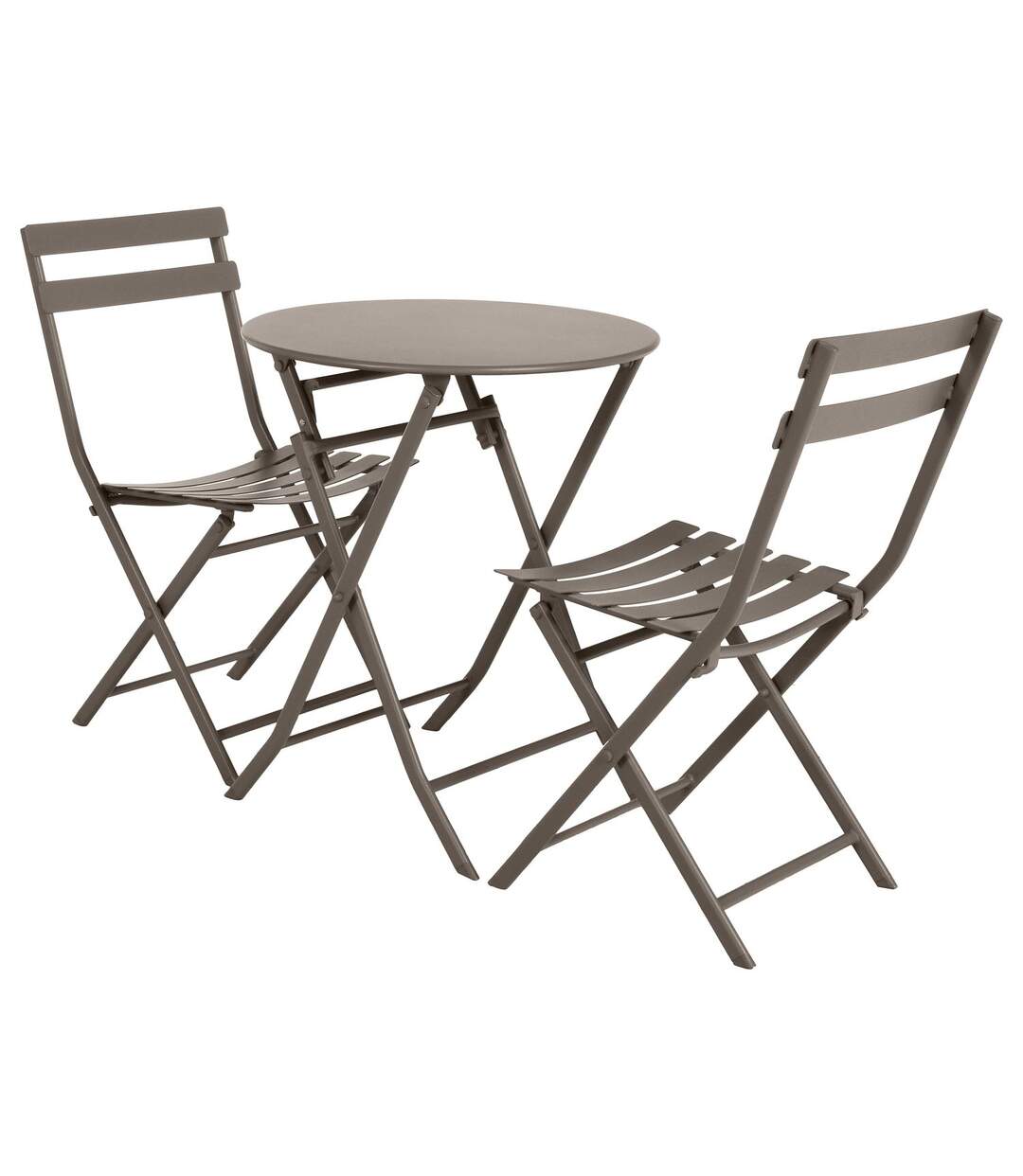 Table de jardin pliante ronde Greensboro - 2 Places - Marron tonka