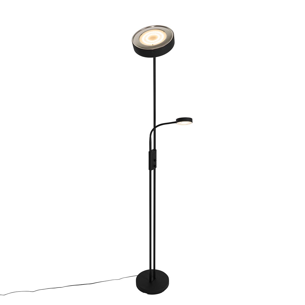 Vloerlamp zwart incl. LED en dimmer met leeslamp - Kelso