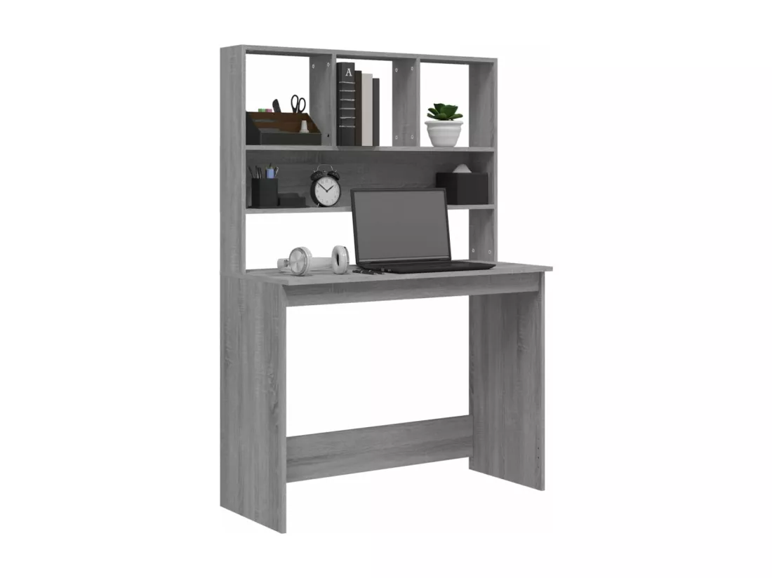 Bureau avec étagères Sonoma gris 102x45x148cm Bois d'ingénierie