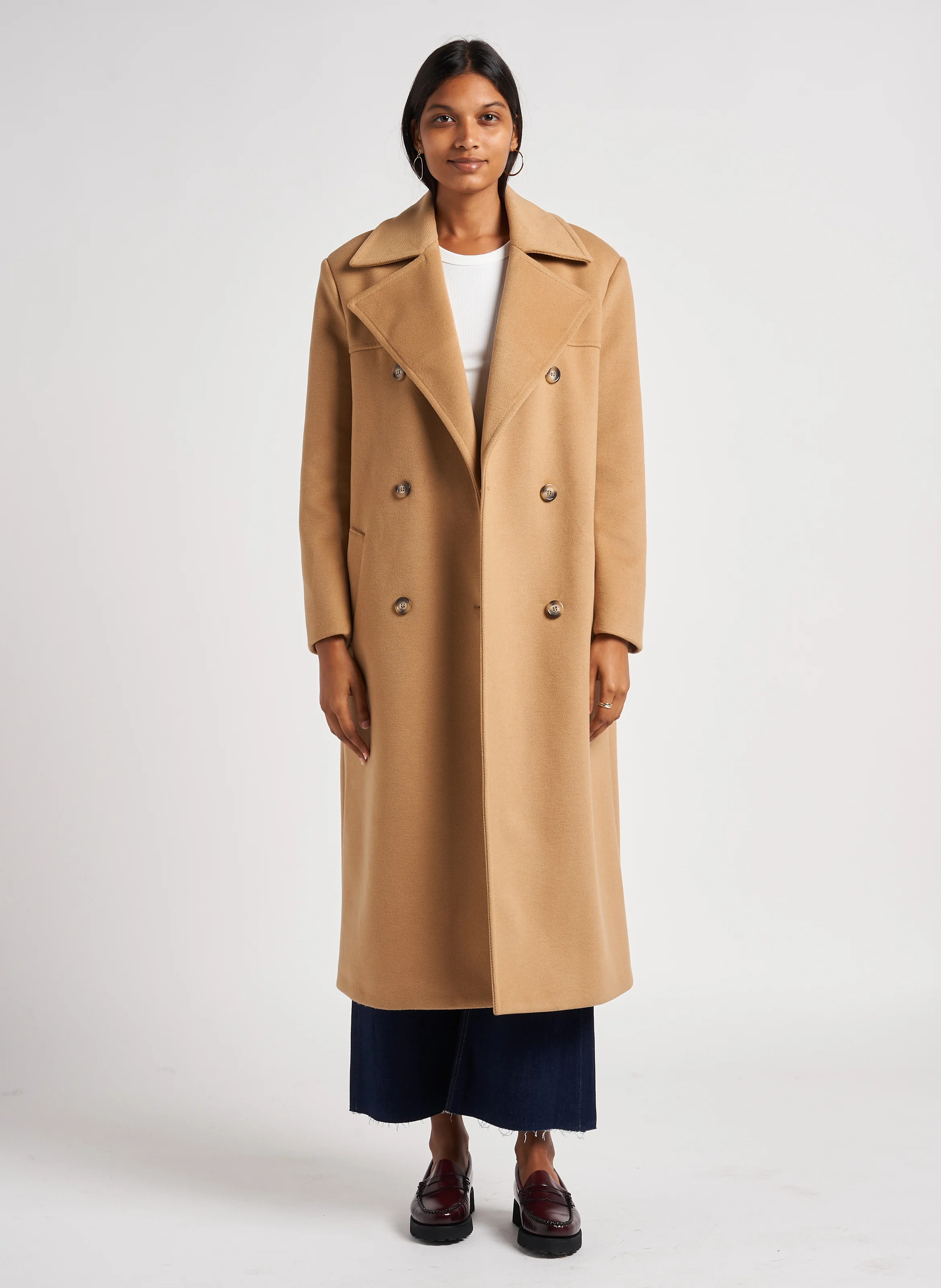 Manteau col tailleur| Marron