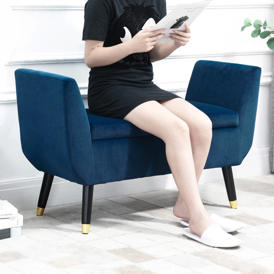 HOMCOM Sitzbank mit Stauraum blau
