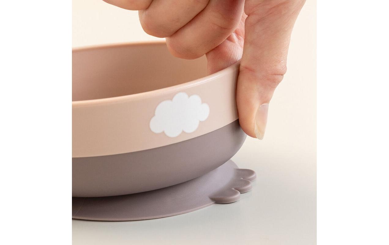 Kindergeschirrset Foodie first meal Happy Clouds RosaFirst-Meal Set mit Saugfuss
