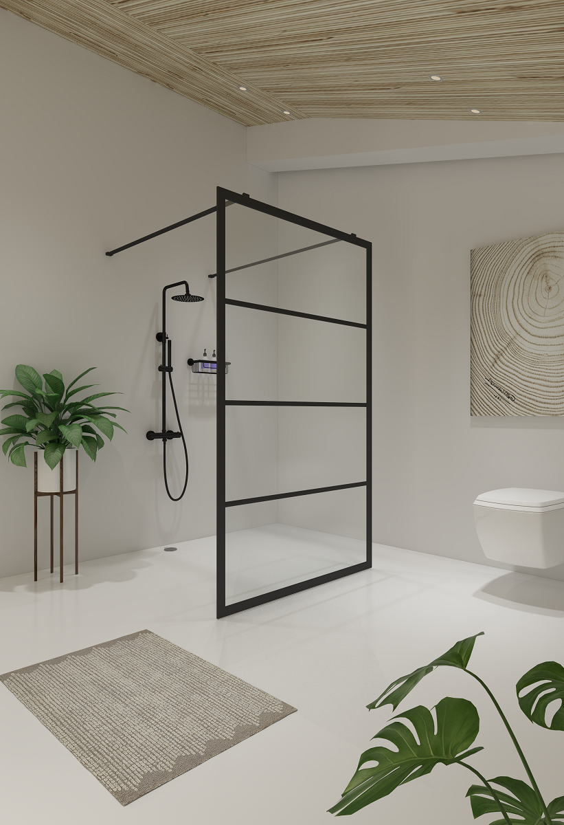 Saniclear Nero vrijstaande douchewand 120x200cm