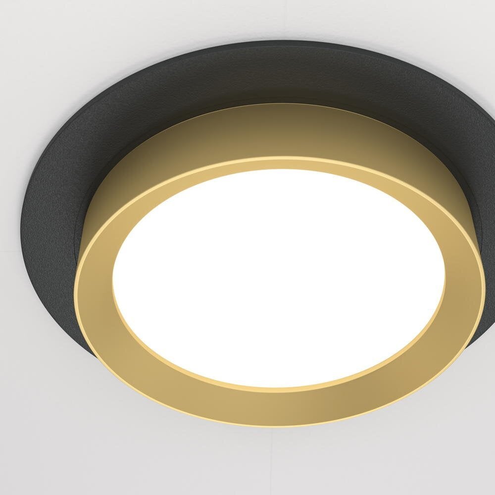Hoop inbouwplafondlamp in zwart en goud GX53 rond