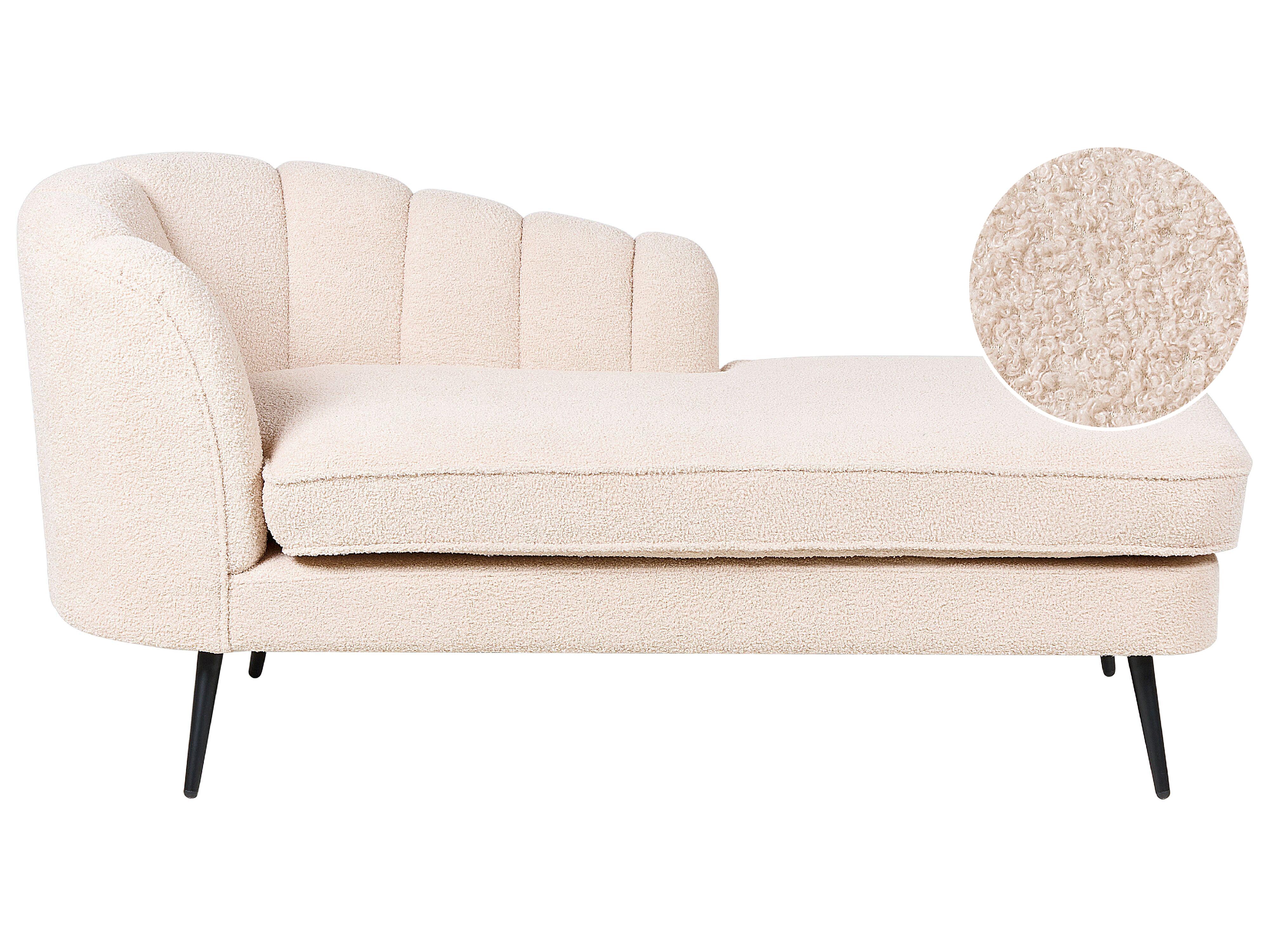 Linkszijdige chaise longue ALLIER Bouclé Lichtbeige