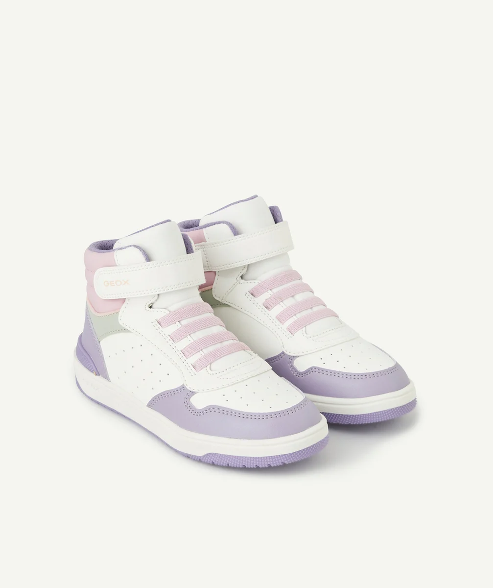 GEOXBASKETS MONTANTES FILLE WASHIBA BLANC ROSE ET VIOLET