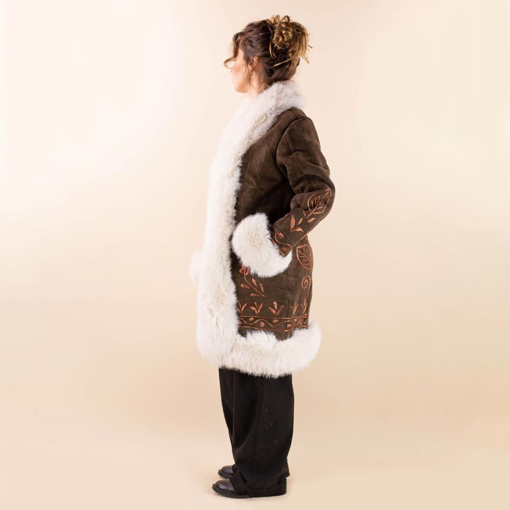Afghan coat Shabnam bruin embroidery