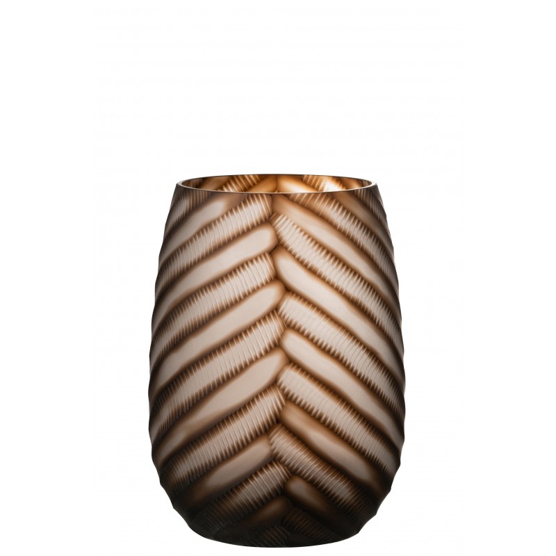 Vase sculpté en verre marron 22x22x30 cm