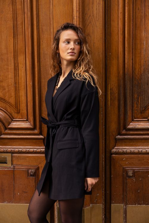 Zwarte blazer jurk met reverskraag