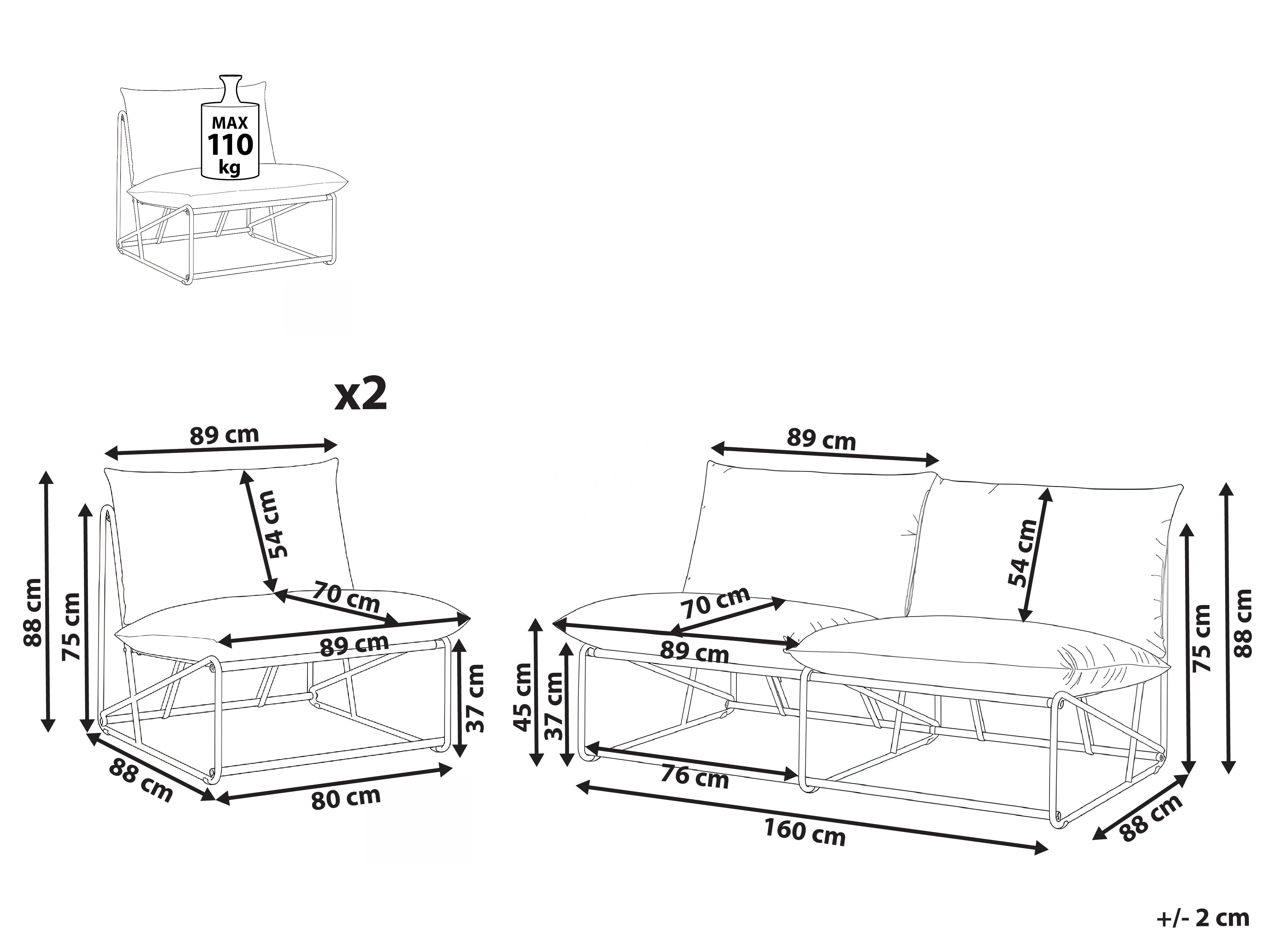 Tuin bankenset 4-zits PICO Metaal Lichtbeige