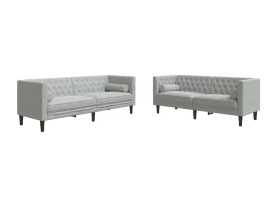 Ensemble de canapé Chesterfield et traversins 2 pcs gris clair