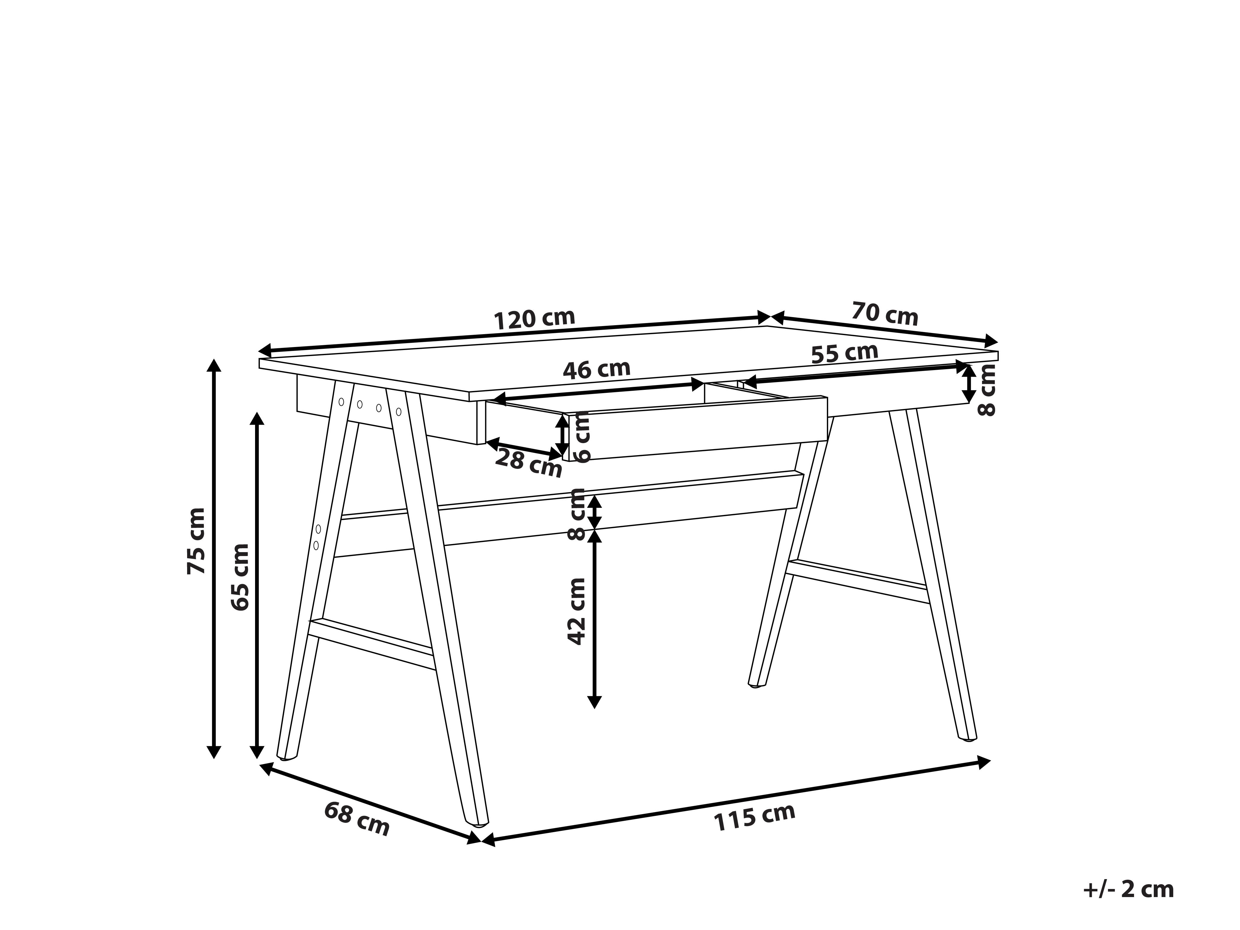 Bureau SHESLAY Donkerbruin 120 cm 70 cm met lades