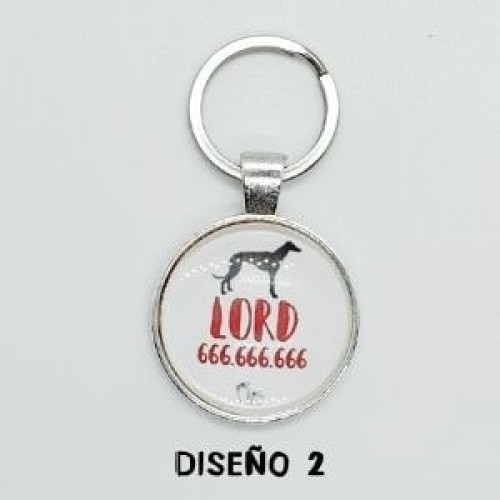 Etiqueta de identificação para cães da raça Greyhound branco