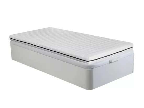 Ensemble 90 x 190 cm sommier coffre blanc + matelas mousse déhoussable ép.10cm - NASUS de YSMÉE