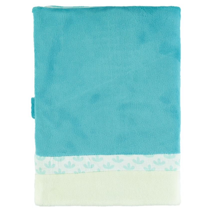 Couverture protège Carnet de Santé en velours brodé - Bleu