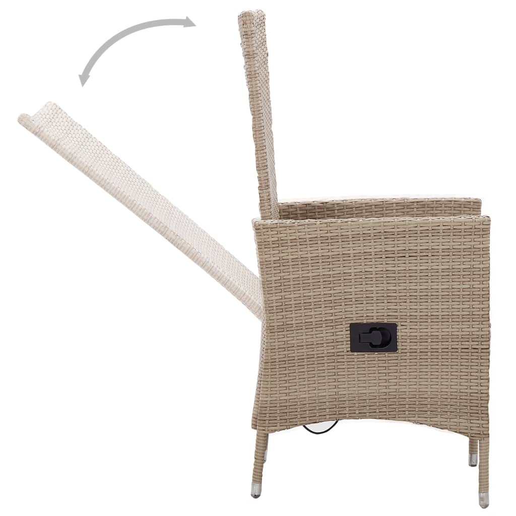 Ensemble de salle à manger de jardin meuble extérieur avec coussins 5 pièces beige