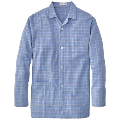 Herren-Flanellpyjama kariert, Hellblau