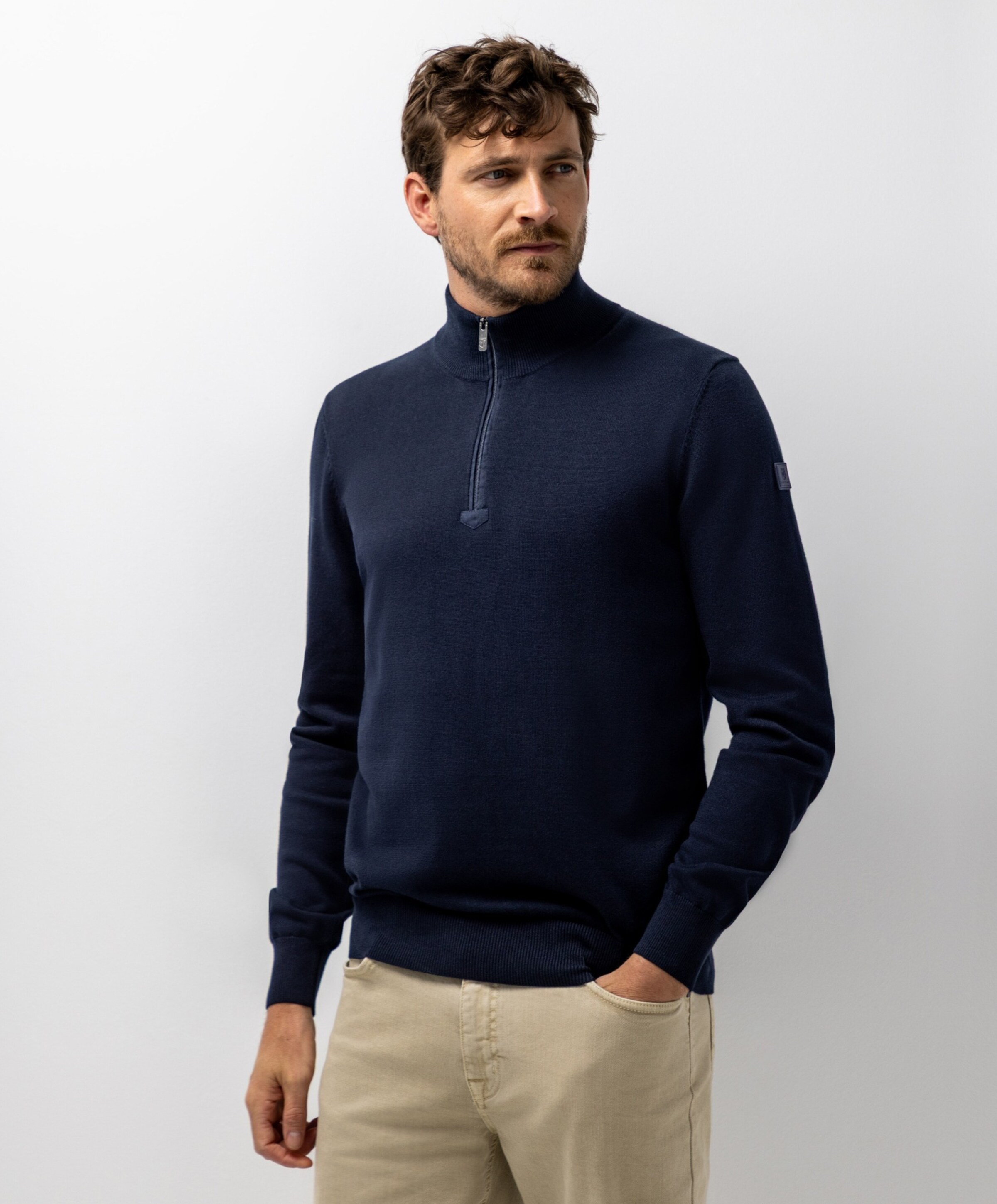 State of Art Heren trui met rits blauw