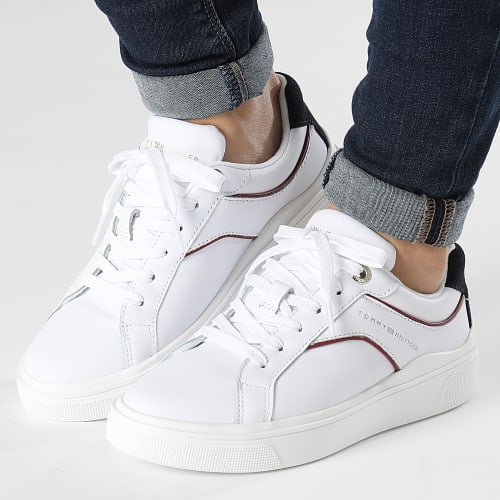 Baskets Femme Court Sneaker 7122 White Red Blue