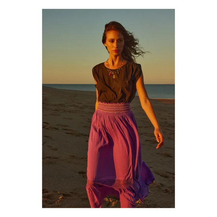 Alma Deia Jupe Longue Brodée | Violet