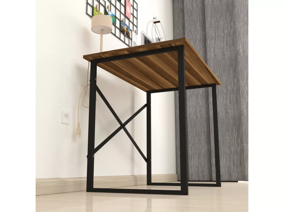 Bureau Tjeldsund 75 x 90 x 60 cm effet noyer / anthracite [en.casa]
