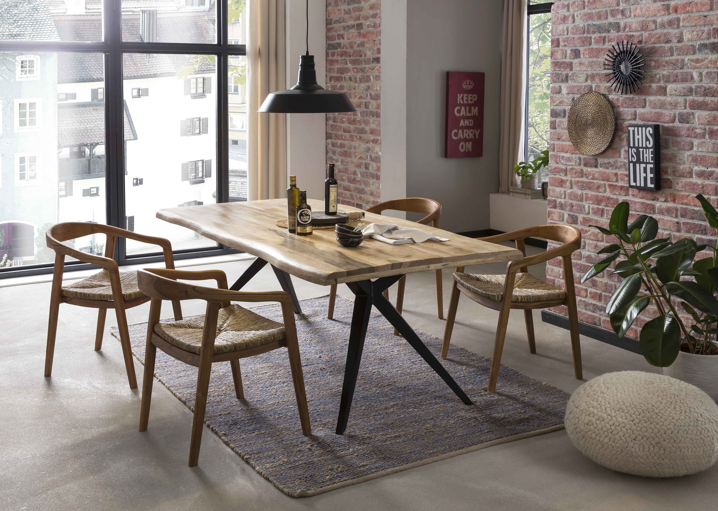 Armlehnstuhl Teakholz Essstuhl Küchenstuhl Wohnzimmer Küche Esszimmer Stuhl